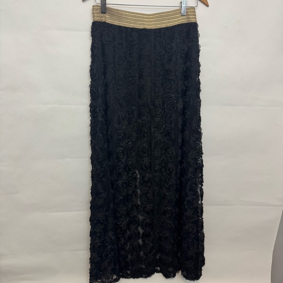 Anthropologie Ryu Floral Black Lace Layered Skirt medium - Picture 4 of 5